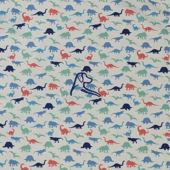 Rhoback Men's Performance Polo The Jurassic Dinosaur Print Size Large (23x28) - Picture 2 of 9
